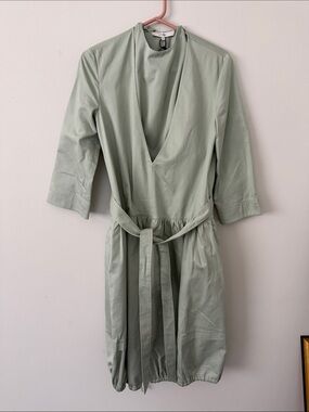 NWT Tibi Sage V-Neck Tie-Waist Midi Dress